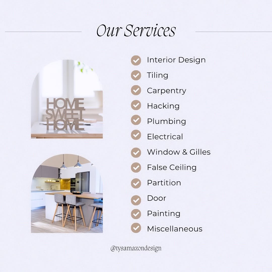 TYS Contractor services list — Instagram post