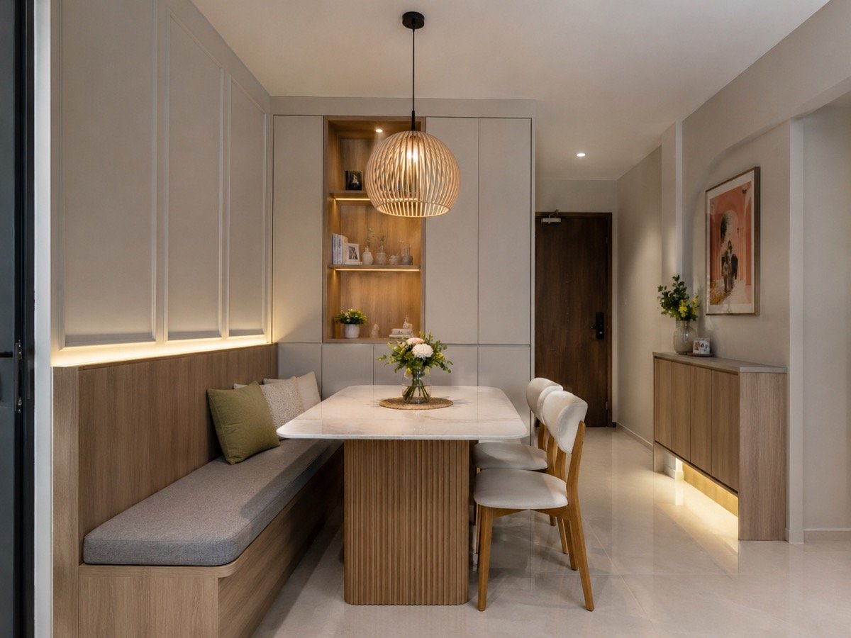 Dining nook with custom banquette seating