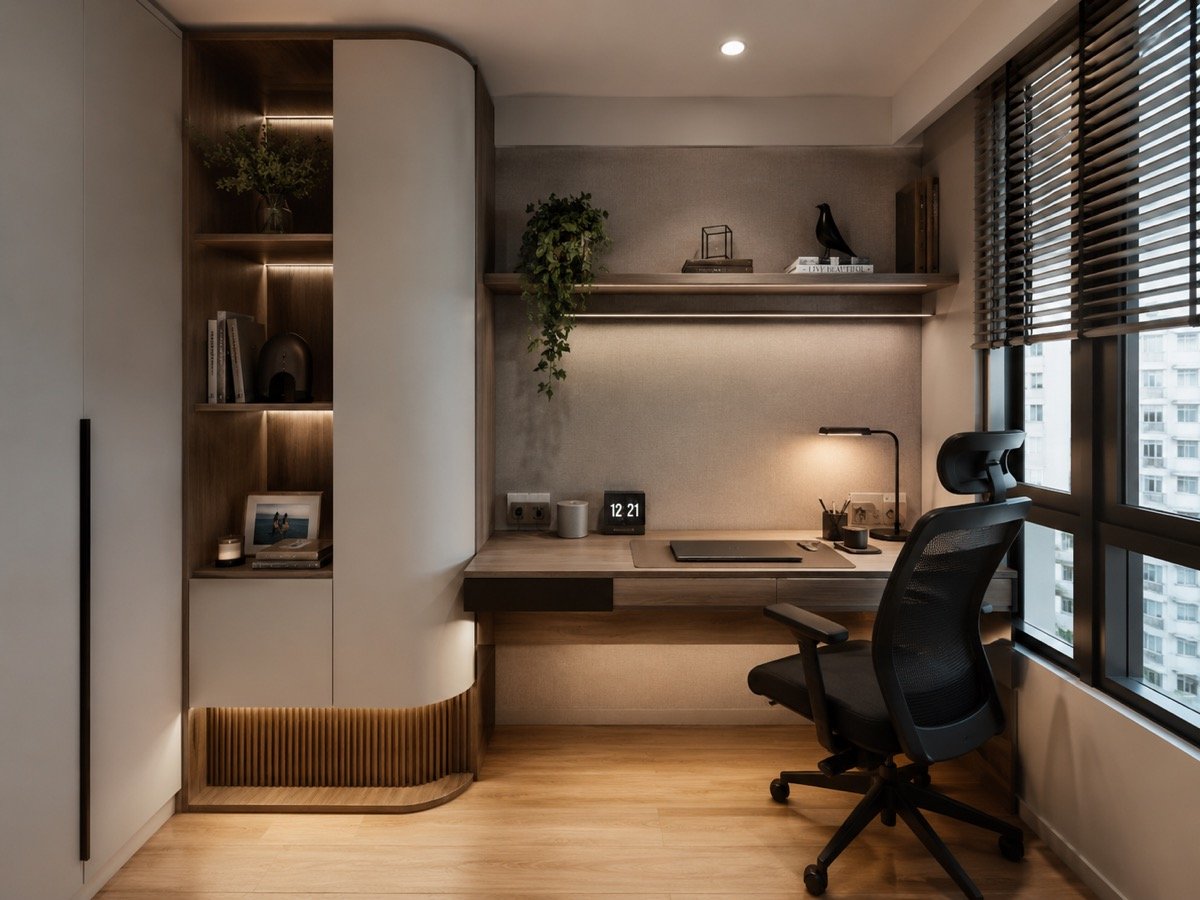 Built-in home office and study with shelving